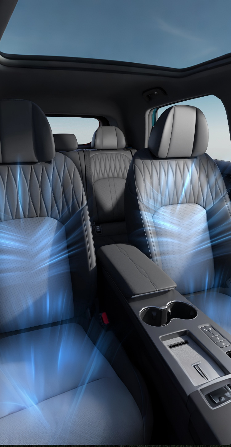 Quilted comfort seats with 3-level heating and ventilation
